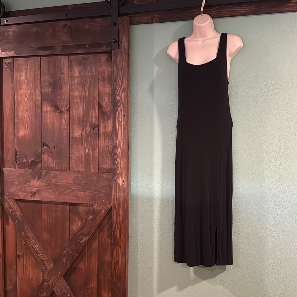 Goldray black tank midi dress